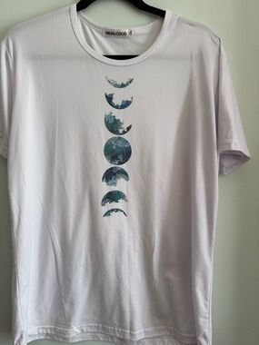 White Womens Moon Phase Graphic Tee